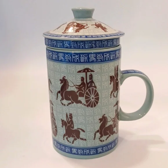 Vintage Asian Chariots Tea Infuser Mug Set - Picture 5 of 11